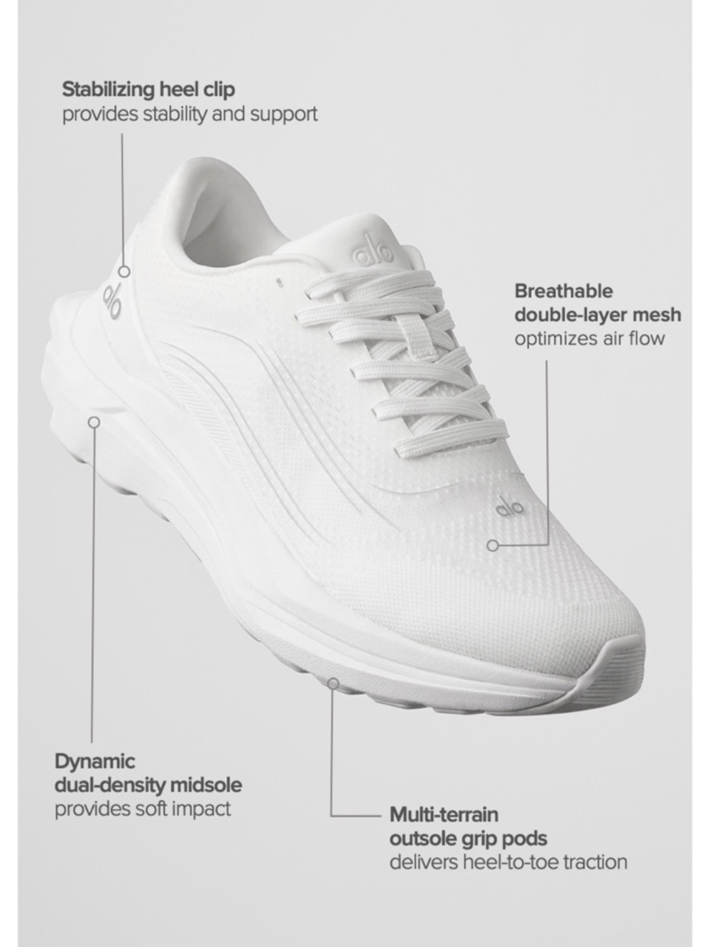 Alo Runner, White/White, Size 9.5